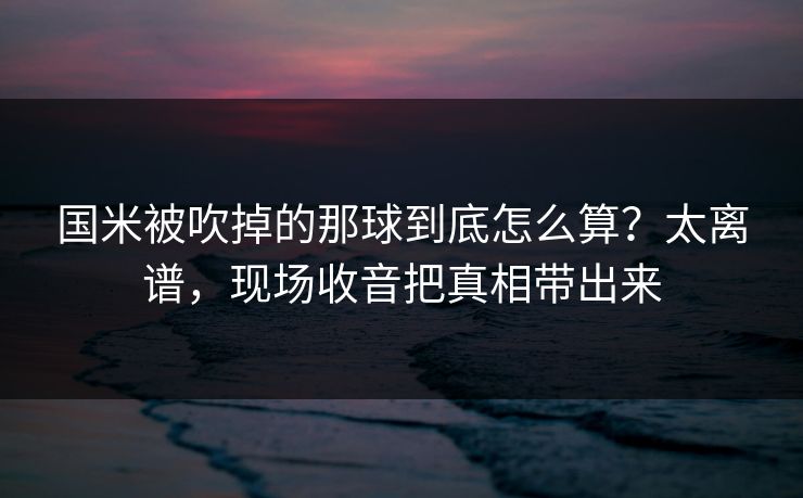 国米被吹掉的那球到底怎么算？太离谱，现场收音把真相带出来
