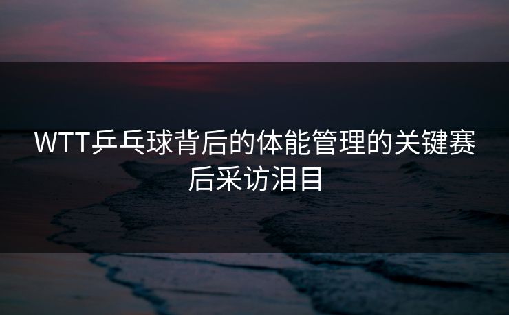 WTT乒乓球背后的体能管理的关键赛后采访泪目